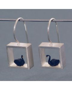 “Black Swan” Silver Earrings