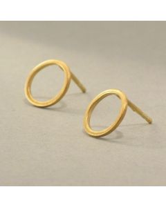 Gold-Plated Silver Circle Ear Studs