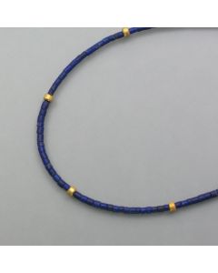 Lapis necklace with golden elements, delicate