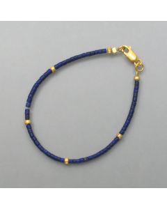 Lapis bracelet with golden elements, delicate