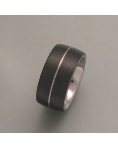 Carbon Ring with Stainless Steel Stripe (12 mm Width)