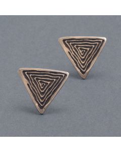 Large Blackened Silver Triangle Ear Studs