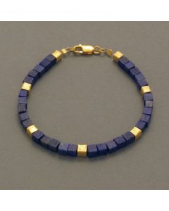 Cubed Lapis Lazuli Bracelet with Gilded Silver