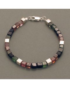 Cubed Tourmaline Bracelet with Silver
