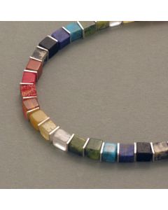 “Rainbow” Cubed Gemstone Necklace
