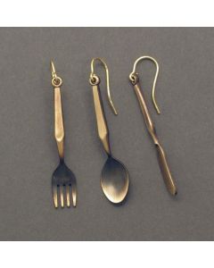 Vintage Brass Cutlery Charm Earrings