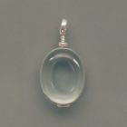 Oval-shaped glass locket, silver