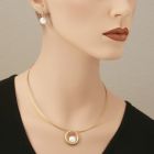 pendant flat Pearl, gold-plated